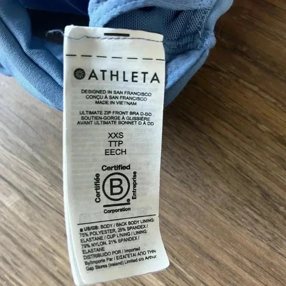 XXS Athleta Zip Front Sports Bra EUC - Picture 3 of 3